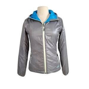 Stio Silver Grey & Teal Blue Lightweight Puffer Ski Coat